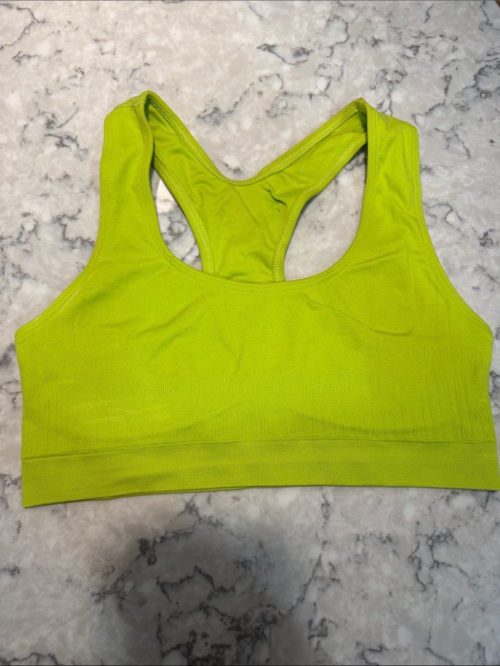Barely There Seamless Racerback Sports Bra - Neon Lime/Size Medium